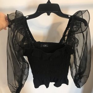 Black Puff Sleeve Top